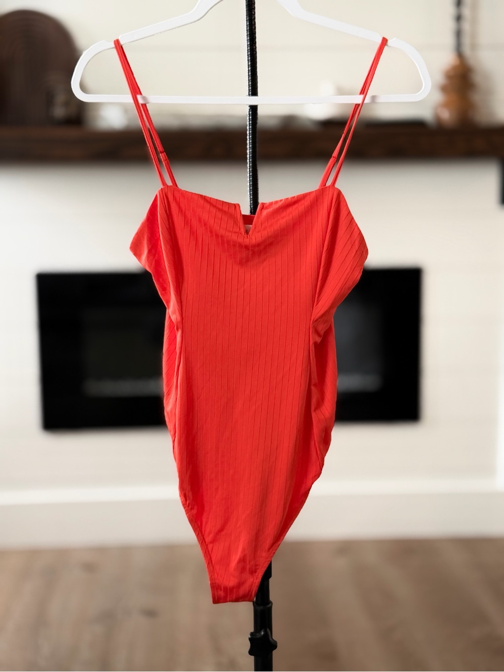 saltwater LUXE Orange Ribbed Strappy Bodysuit